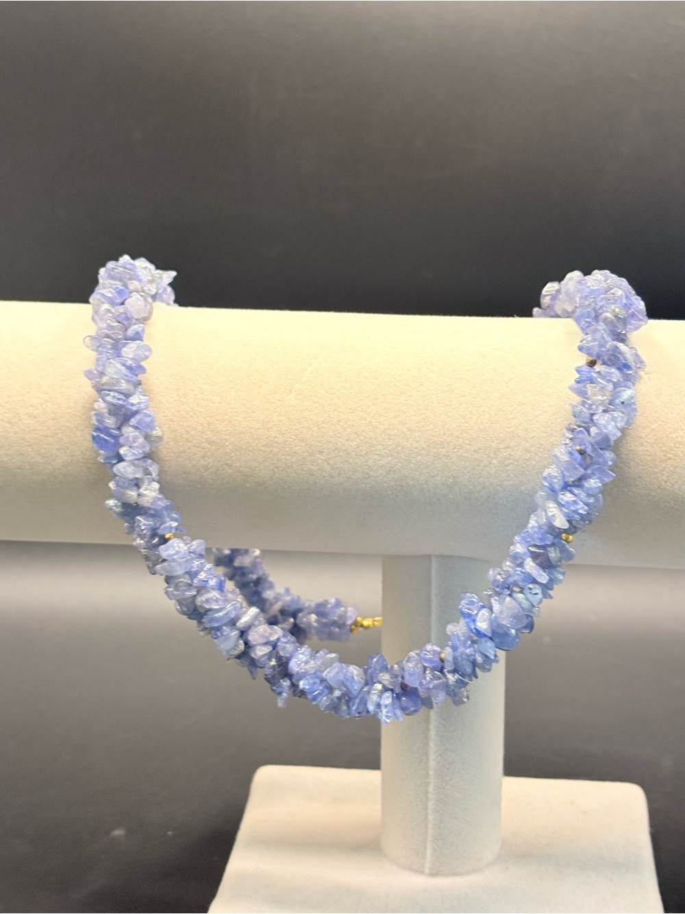 Stauer Tanzanite Chip Bead Torsade Necklace Gold Tone Adjustable 18-21"